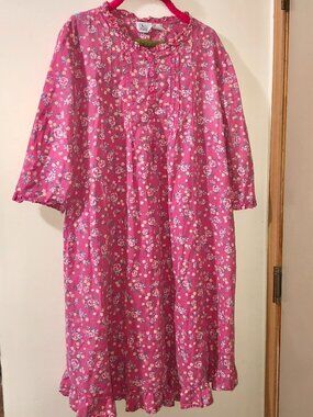 Pink Floral Only Necessities 100% Cotton Size L Cottagecore Prairie Nightgown